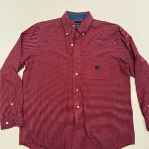 Chaps Red and Black Checkered Casual Shirt